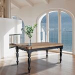 Milano chic table extensible table à manger en épicéa + base noire - Image 3