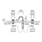 Robinet de bidet Mina 4890 Synth à 3 trous avec boutons - Image 4