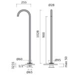 Robinet sur pied Mina G29090T Giotto + mitigeur de lavabo mural 7450 - Image 4