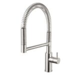 Robinet mitigeur de cuisine Mina Twin 9072 en acier inoxydable à deux jets