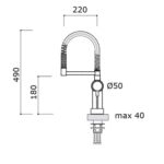 Robinet mitigeur de cuisine Mina Twist 9700 à 2 jets en acier inoxydable - Image 3