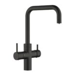 Mitigeur de cuisine 5 voies Schock Aquapura avec eau filtrée, noir mat