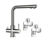 Mitigeur trois voies Schock Vitus avec eau filtrée, filtres et pommeau de douche en acier inoxydable