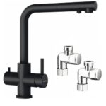 Mitigeur trois voies Schock Vitus avec eau filtrée, filtres et pommeau de douche noir