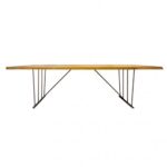 New Port table minimaliste en bois massif fabriqué à la main + pieds en métal