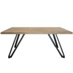 Olso table bois massif artisanal rectangulaire + pieds en métal