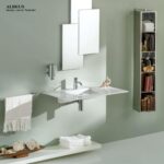 Lavabo mural Rapsel Albeus 80 cm en céramique blanche - Image 2