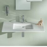Lavabo mural Rapsel Albeus 80 cm en céramique blanche - Image 4