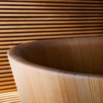 Baignoire îlot Rapsel Ofurò 140 cm avec lattes en mélèze de Sibérie - Image 3