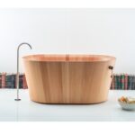 Baignoire îlot Rapsel Ofurò 140 cm avec lattes en mélèze de Sibérie - Image 4