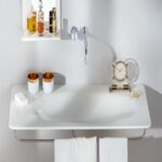 Lavabo mural Rapsel Tattoo avec porte-serviettes intégré 100 cm en Corian blanc - Image 2