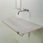 Lavabo mural Rapsel Tattoo avec porte-serviettes intégré 100 cm en Corian blanc - Image 3