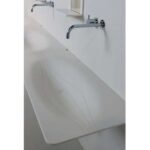 Lavabo mural Rapsel Tattoo avec porte-serviettes intégré 100 cm en Corian blanc - Image 4