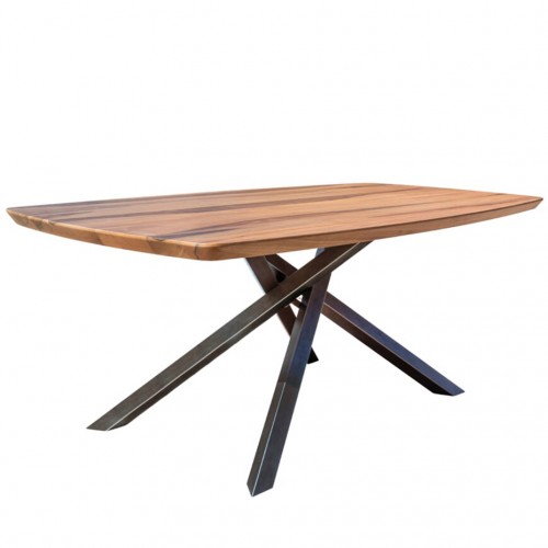 roma-savona-table-en-bois-de-tonneau-massif-avec-pieds-en-metal-noir-200-180-x-100-cm Roma Savona table en bois de tonneau massif avec pieds en métal noir 200 / 180 x 100 cm - Image 1