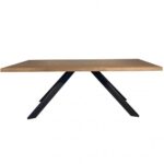Montecarlo Table à manger fabrication artisanale chêne massif + pieds métal noir