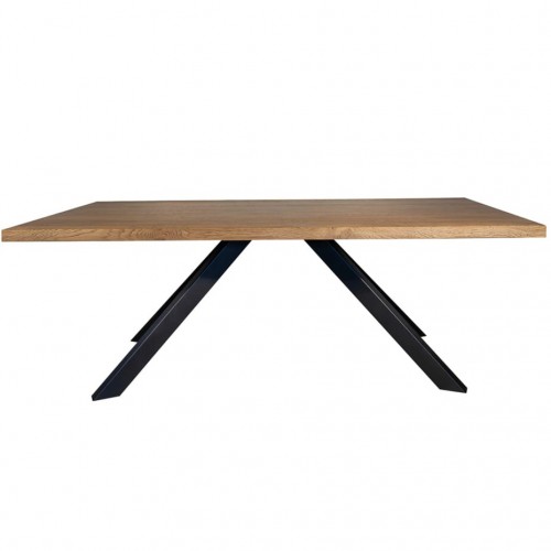 table-a-manger-fabrication-artisanale-chene-massif-pieds-metal-noir Montecarlo Table à manger fabrication artisanale chêne massif + pieds métal noir - Image 1
