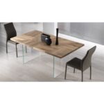 Table en bois moderne Jois de verre en chêne massif - Image 2