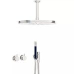 Ensemble de douche Vola 2471-061A avec mitigeur intégré, pommeau de douche et douchette.
