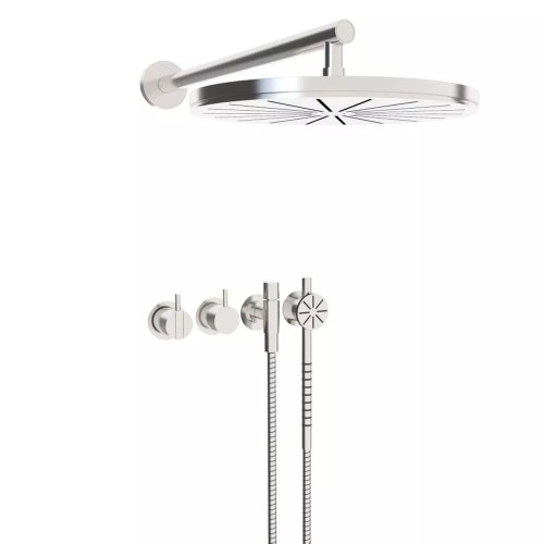 vola-2471s-061-set-doccia-miscelatore-da-incasso-soffione-rotondo-e-doccino Ensemble mitigeur de douche encastré Vola 2471S-061 + pommeau de douche rond et douchette - Image 1
