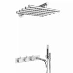 Groupe de mitigeur thermostatique encastré Vola Combi-12 + pommeaux de douche et douchette