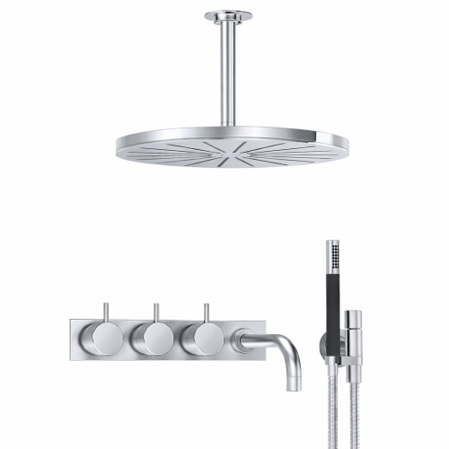 vola-combi-16-miscelatore-termostatico-doccino-e-soffione-vasca-da-bagno Mitigeur thermostatique Vola Combi-16 + douchette et pommeau de douche de baignoire - Image 1