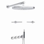 Groupe de douche Vola Combi-17 avec mitigeur thermostatique intégré et pommeaux de douche