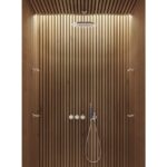 Ensemble de douche Vola Combi-21 avec mitigeur thermostatique encastré, pommeaux de douche et douchette. - Image 2