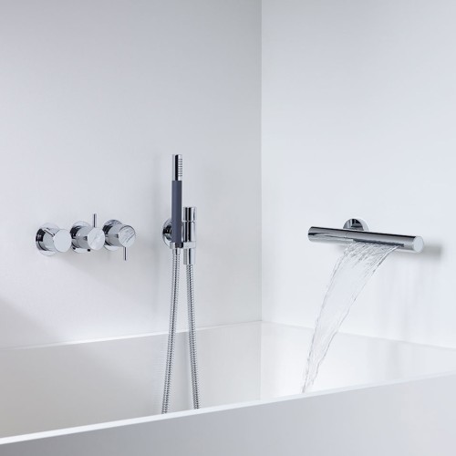 vola-combi-34-soffione-a-cascata-con-miscelatore-termostatico-e-doccetta Pommeau de douche Vola Combi-34 à effet cascade avec mitigeur thermostatique et douchette à main - Image 1