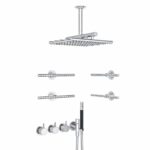 Groupe de mitigeur thermostatique encastré Vola Combi-8 + pommeaux de douche et douchette