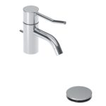 Robinet mitigeur de lavabo Vola HV3L avec bonde clic-clac et vidage.